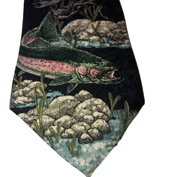 VTG Rainbow Trout Necktie 100% Silk Tie, Endangered Species 1999 Katie Dobson C. - Picture 3 of 10